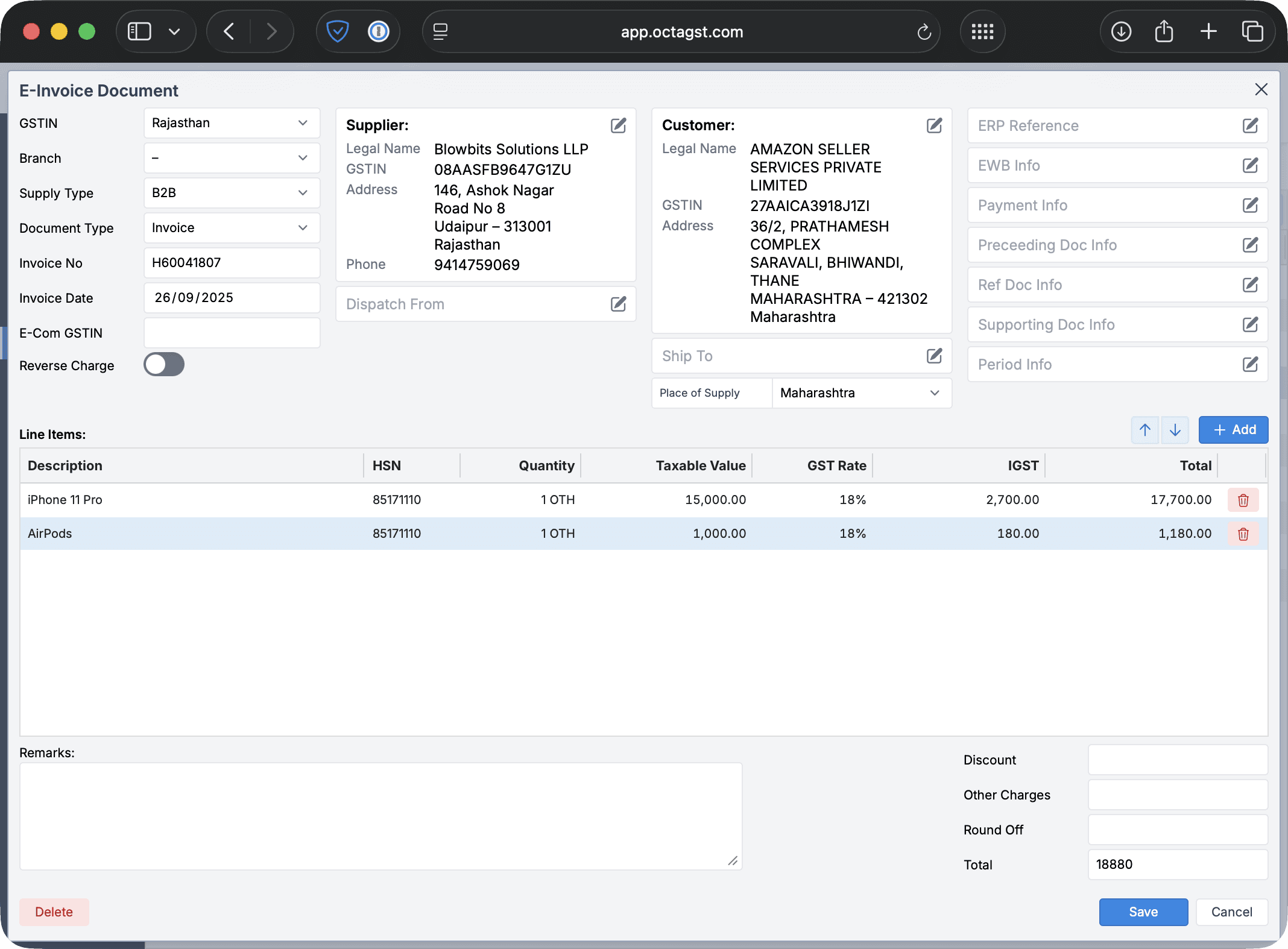 Instant E-Invoice Generation