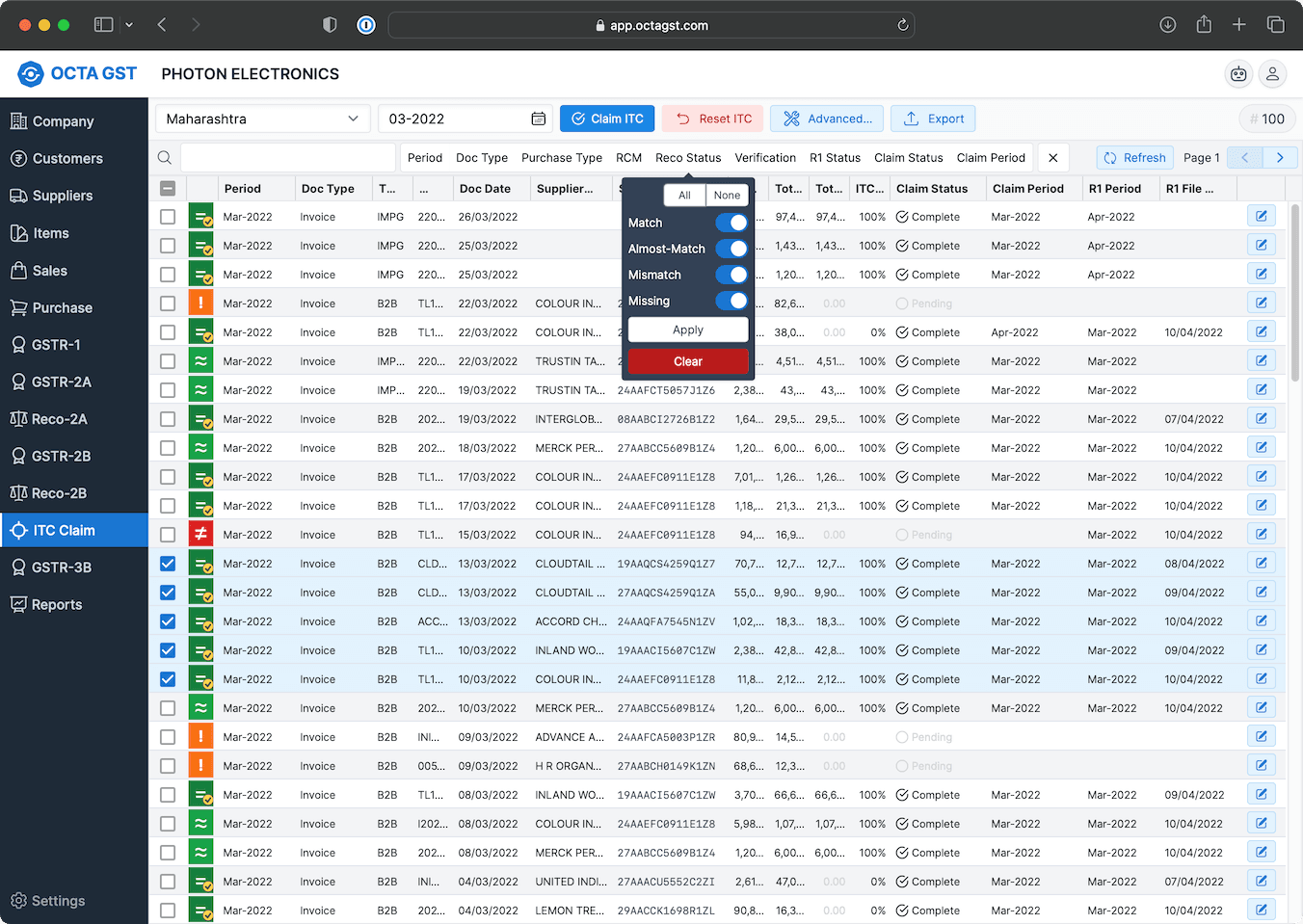 ITC Claim & Tracking