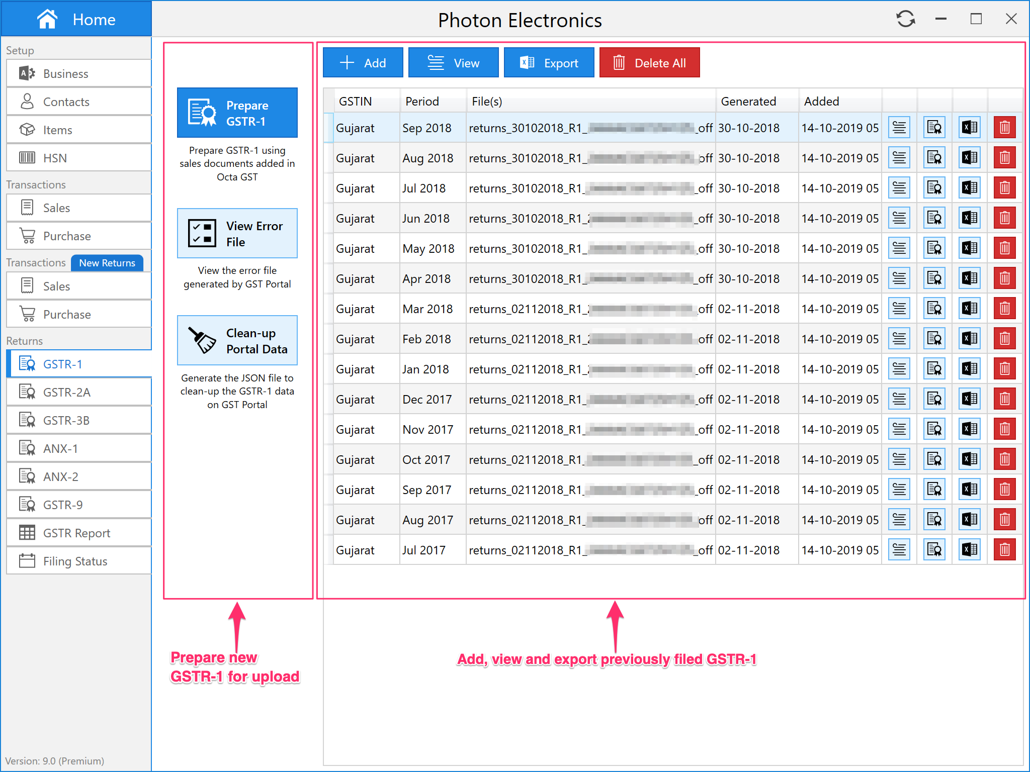 Octa GST GSTR-1 Overview