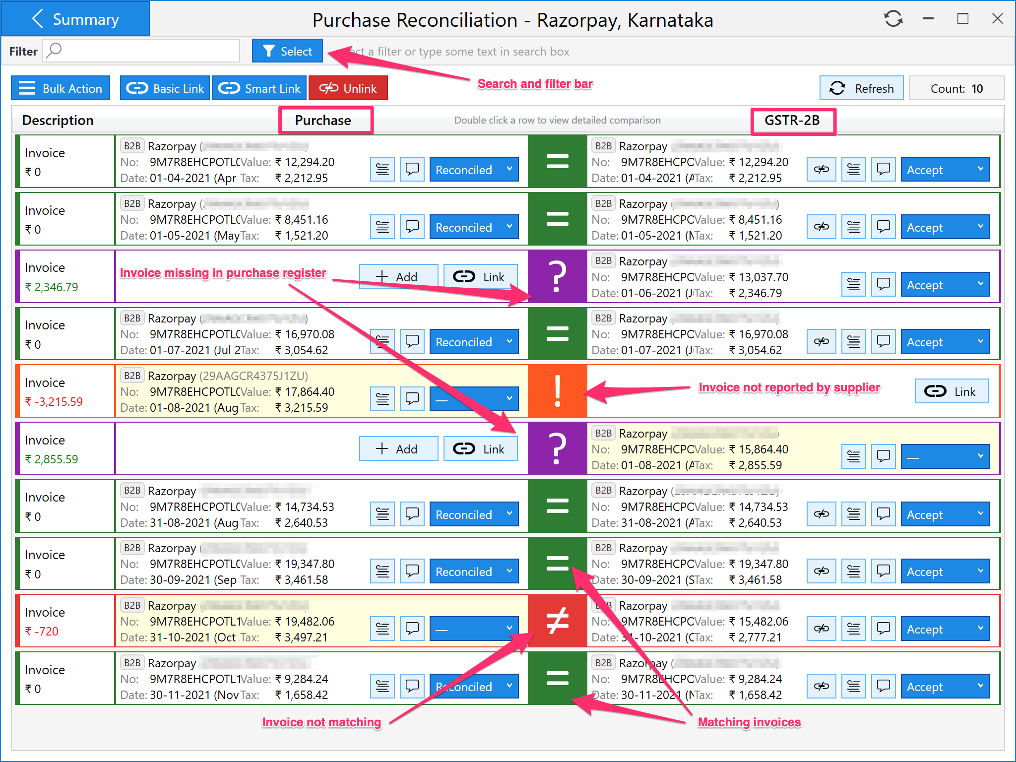 Invoice reconciliation