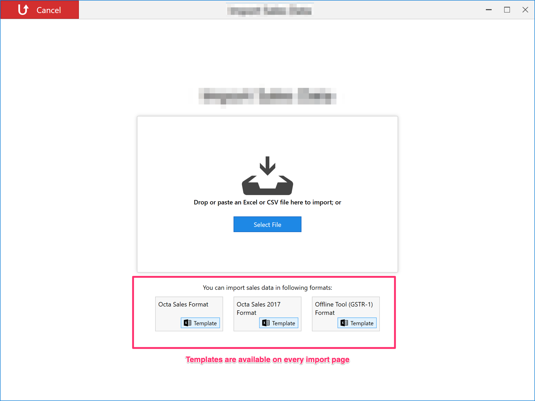 Octa GST Purchase Import Template