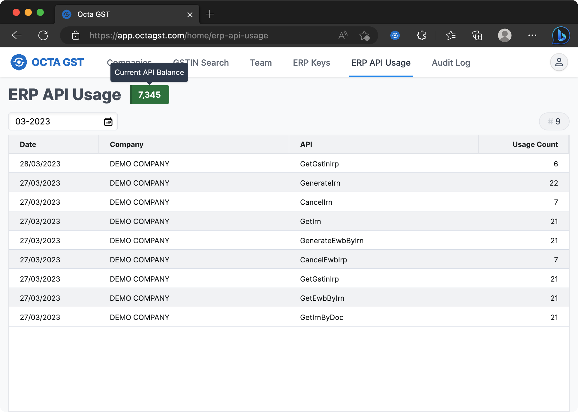 ERP API Usage