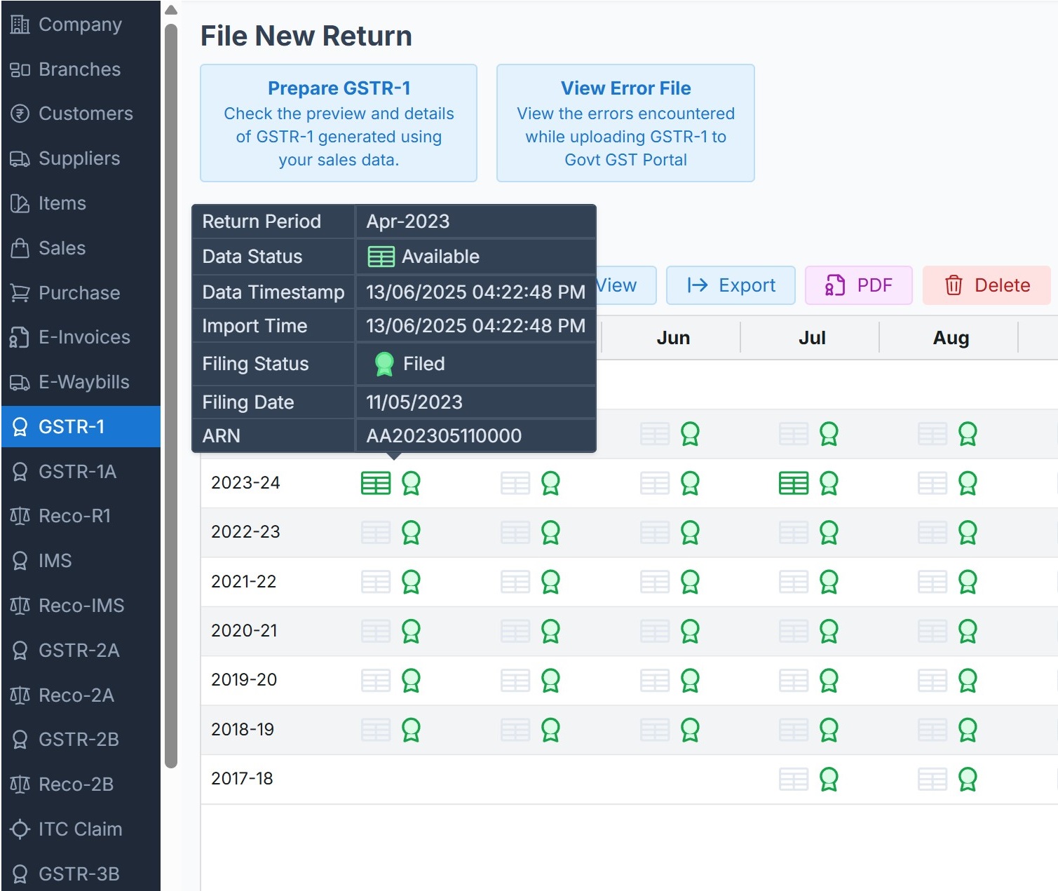 GSTR 1 Dashboard