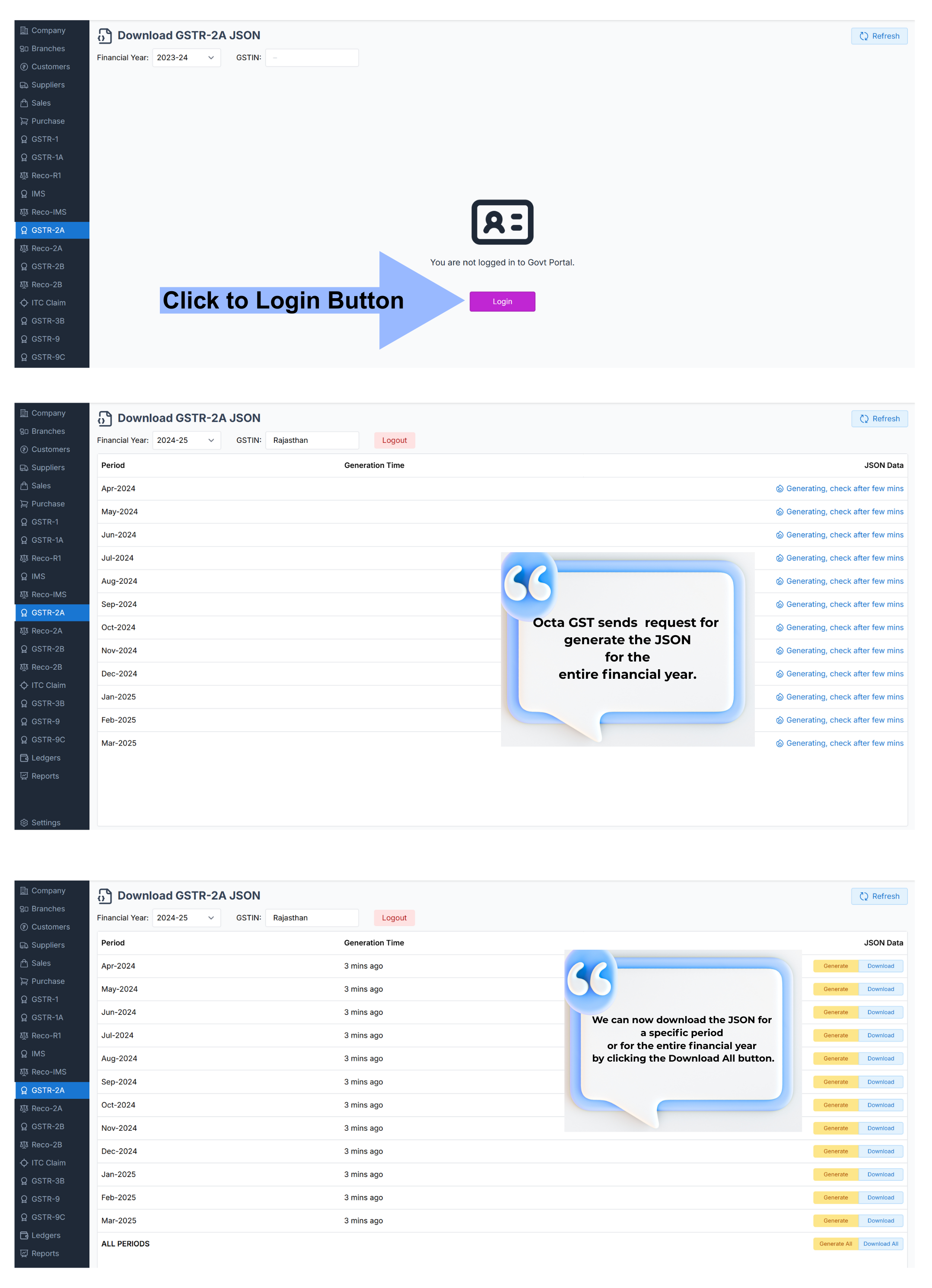 Download GSTR2A JSON