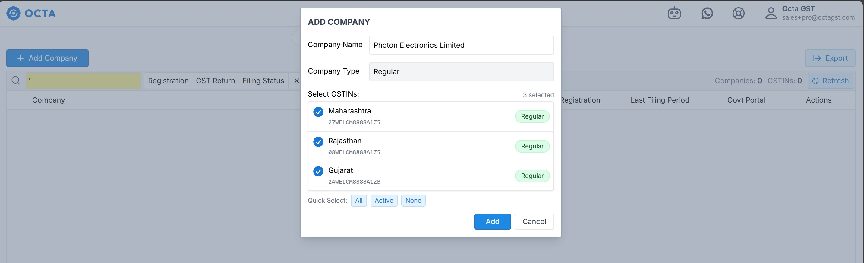Select Add company