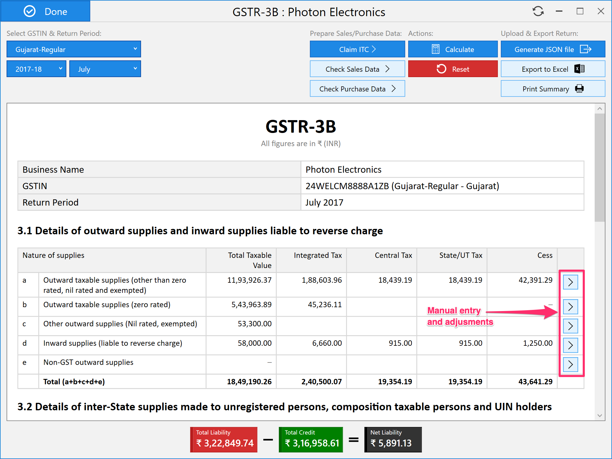 GSTR-3B Section Details