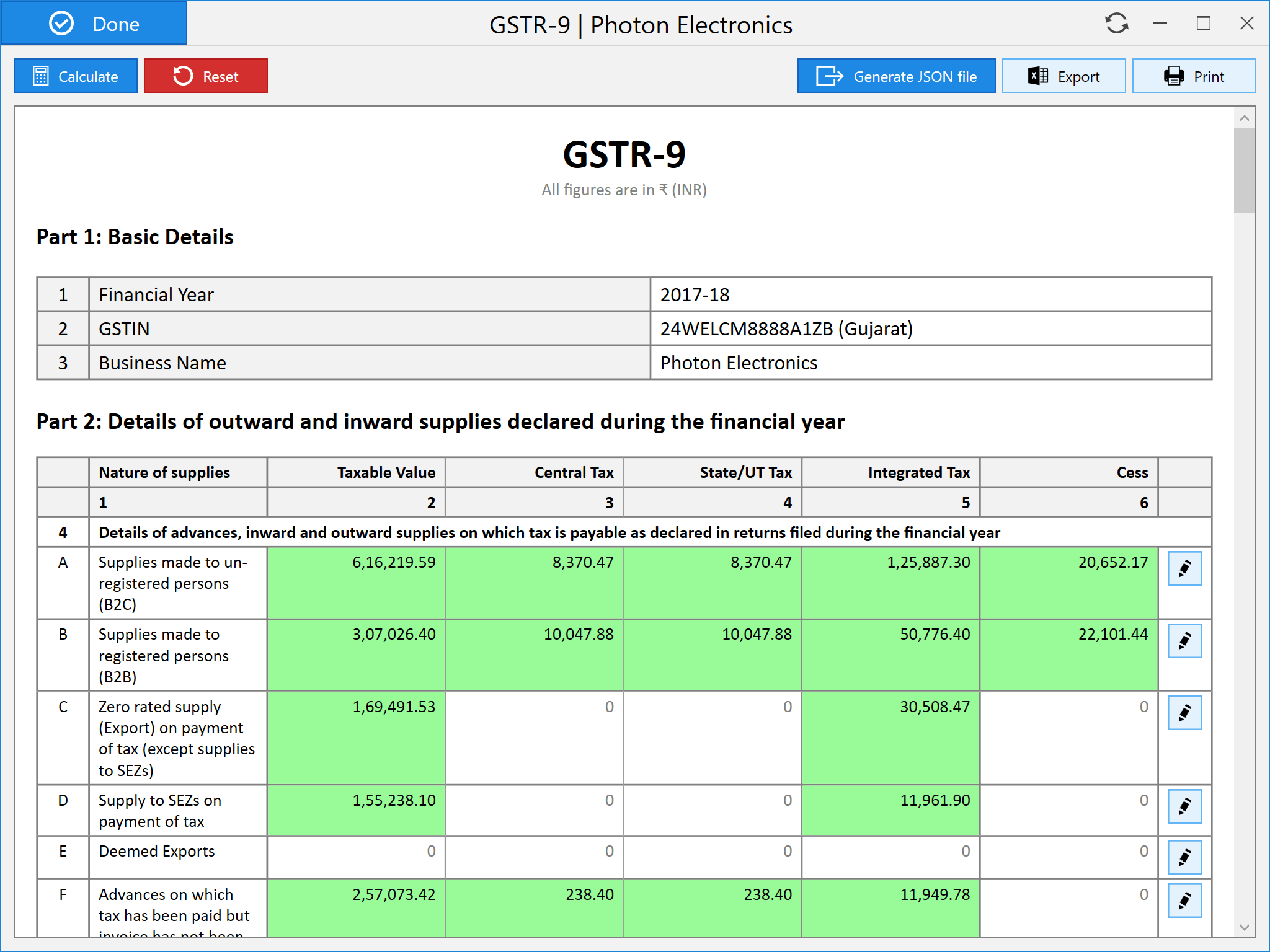 Prepare GSTR-9 in Octa GST