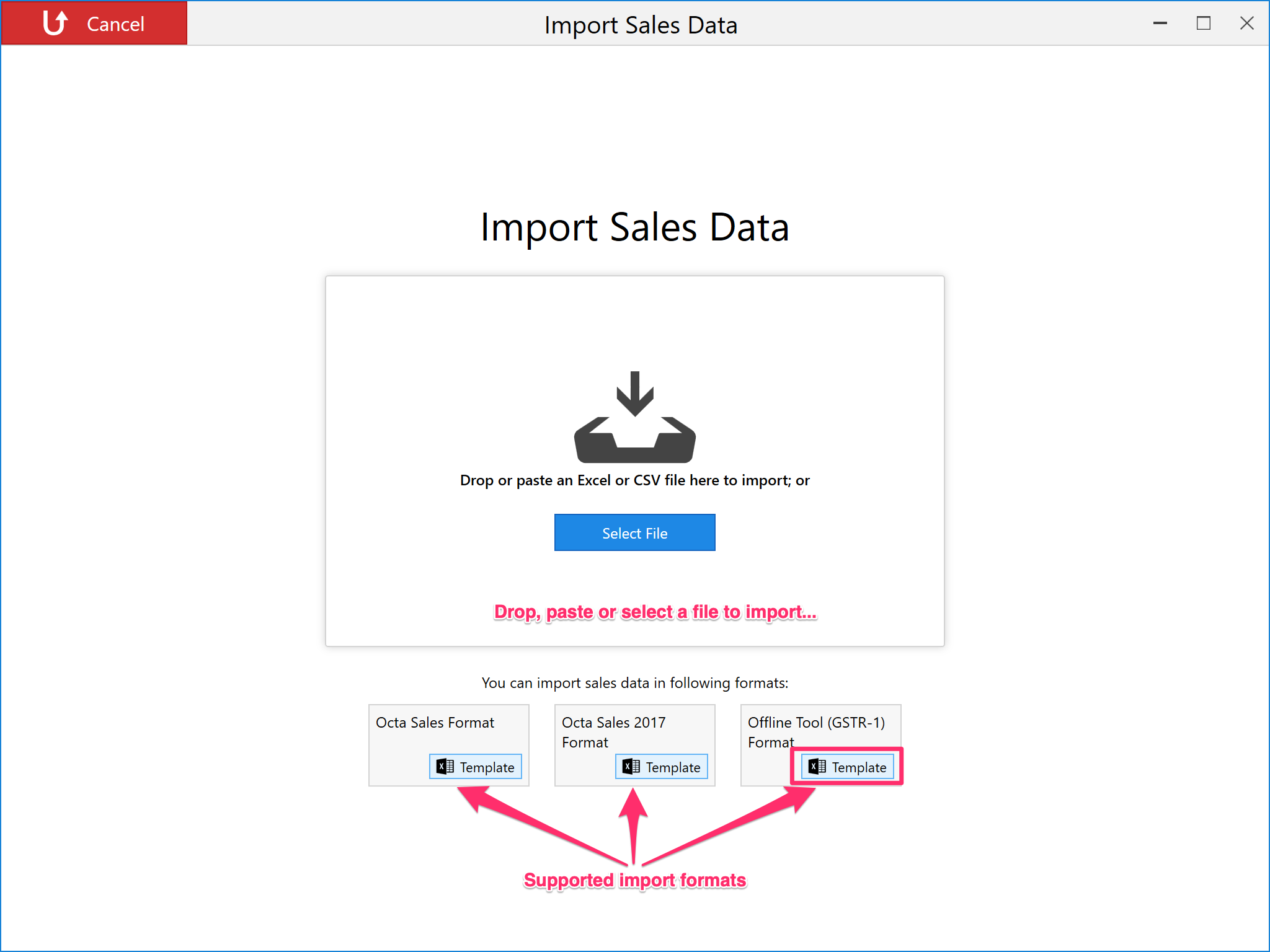 Sales import in Govt format