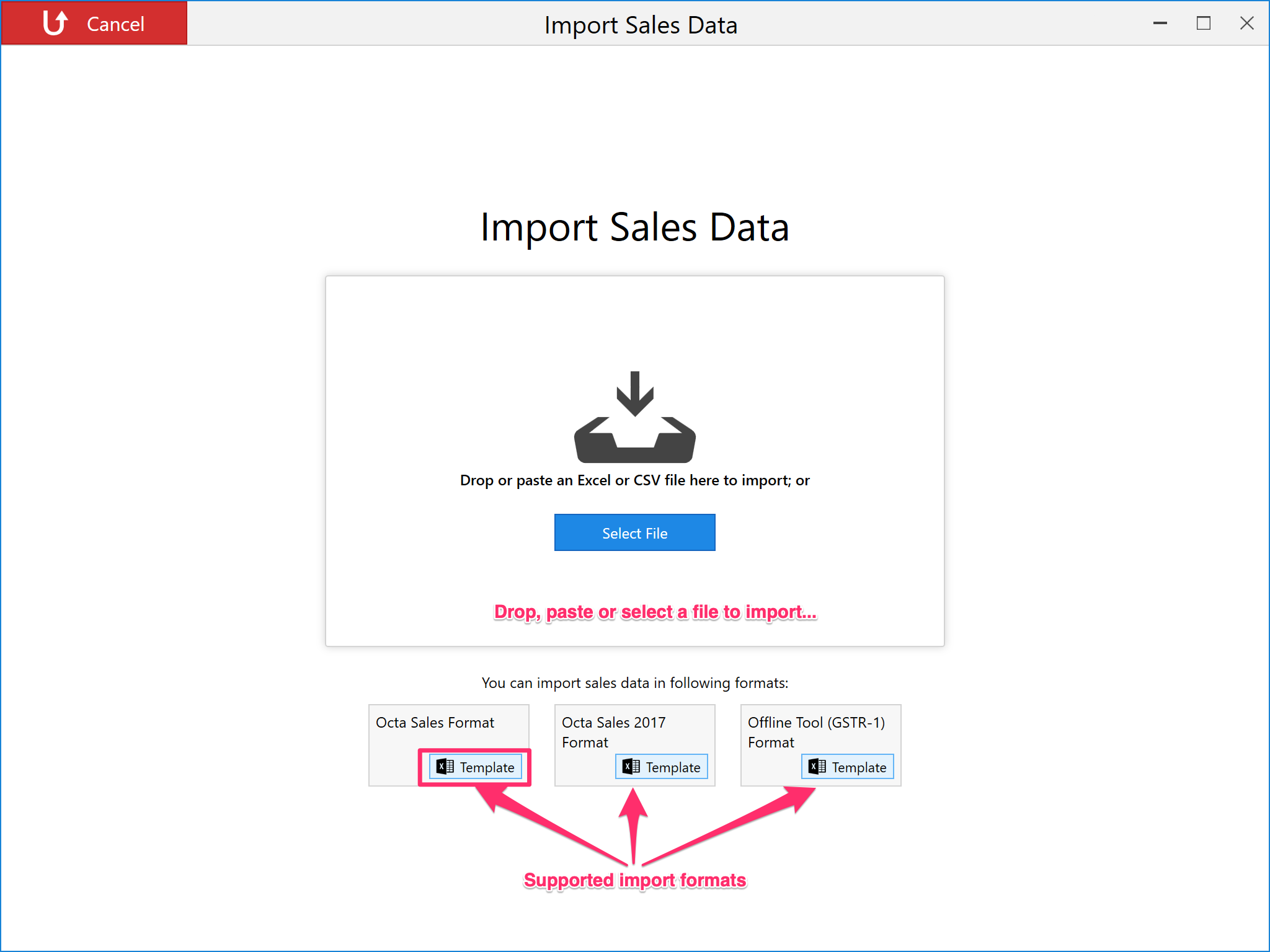 Sales import in Octa format